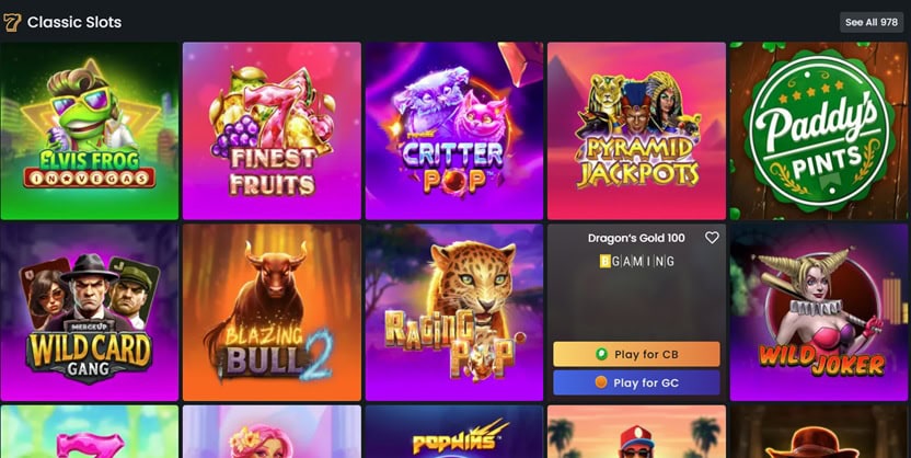 A range of Slots at Cluck.us