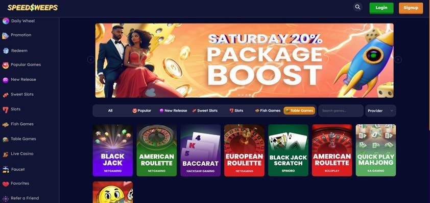 The SpeedSweeps website