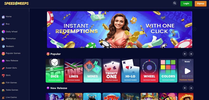 the layout of the speedsweeps website