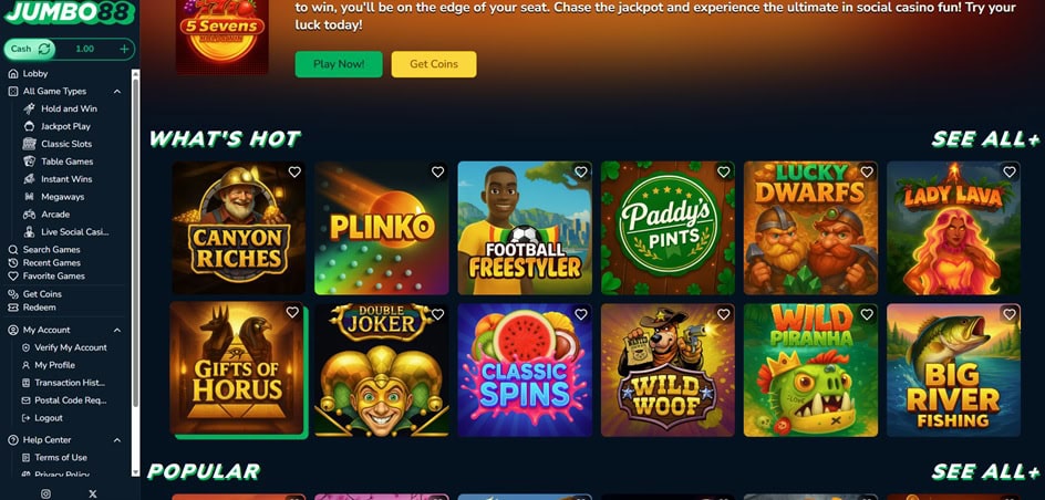 the user interface of Jumbo88