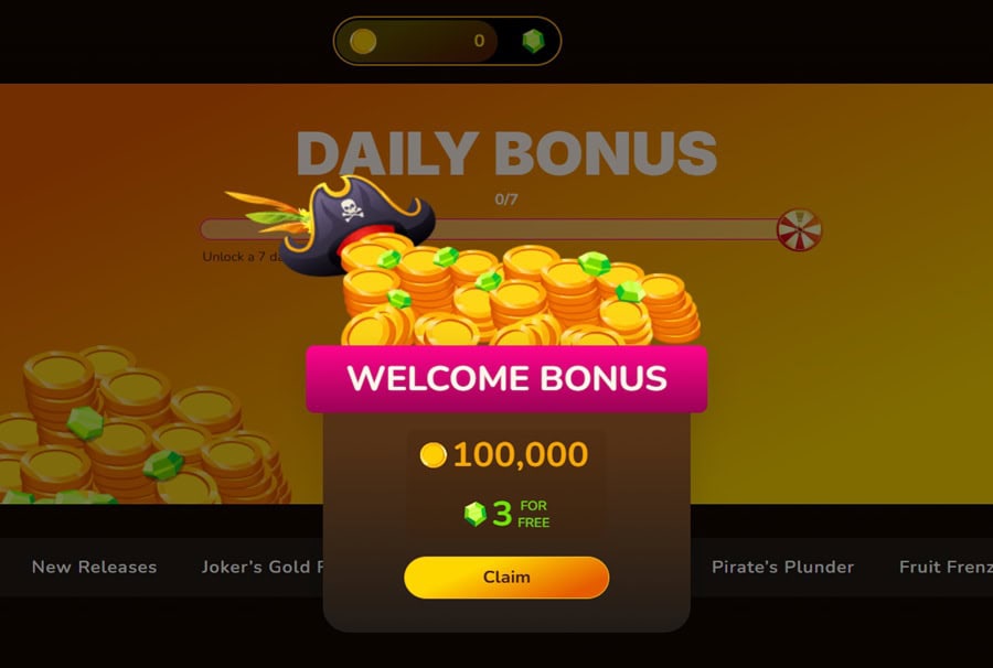 the Daily Login bonus at Gold Treasure