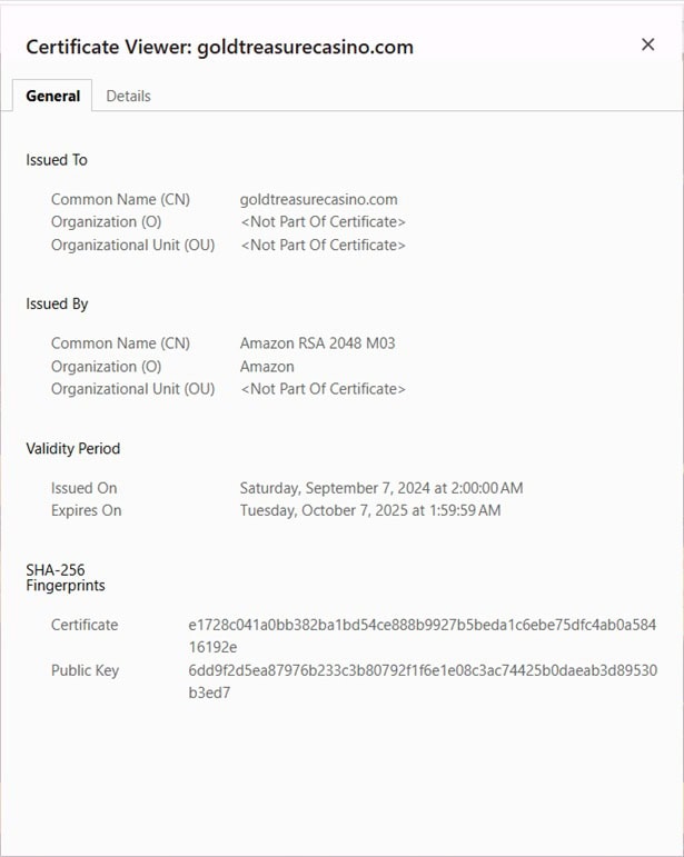 legal information about Gold Treasure casino
