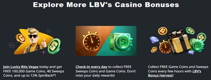 some of the bonuses available at lucky bits vegas