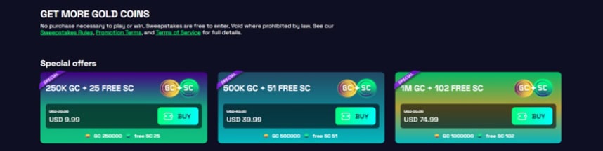 some of the bonuses available at sweepnext