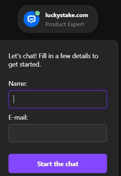 getting in touch with customer support at luckystake