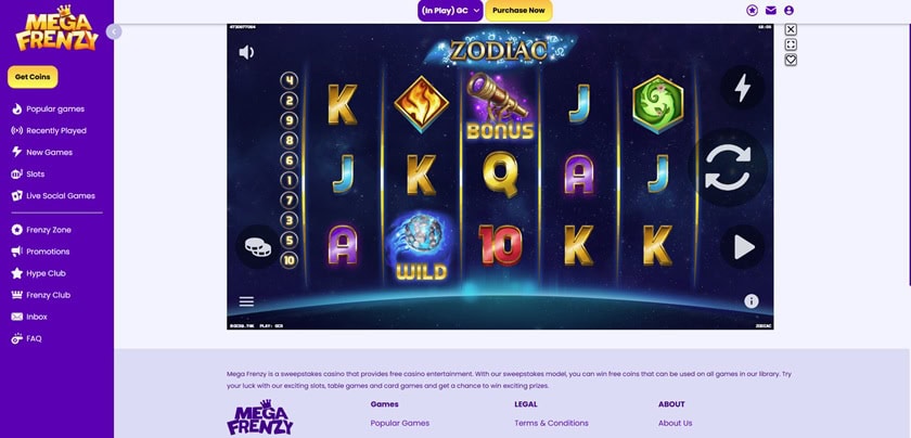 the megafrenzy user interface