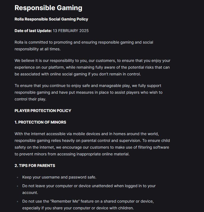 rolla responsible gambling