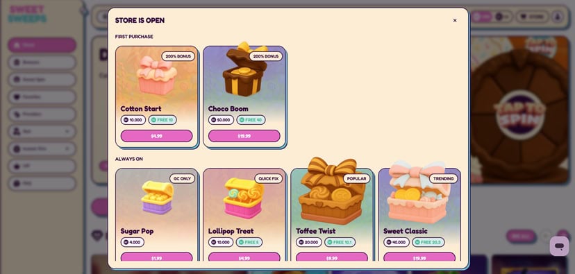 sweet sweeps coins bundles