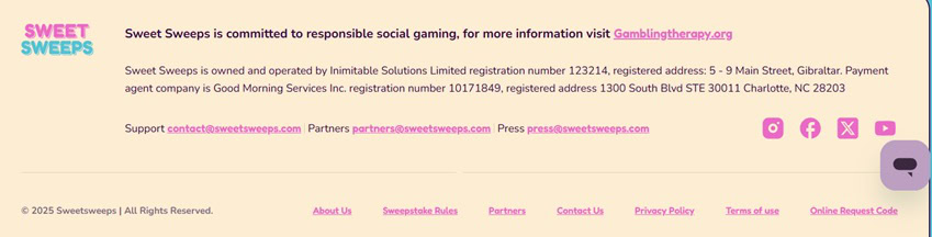 sweet sweeps legal information