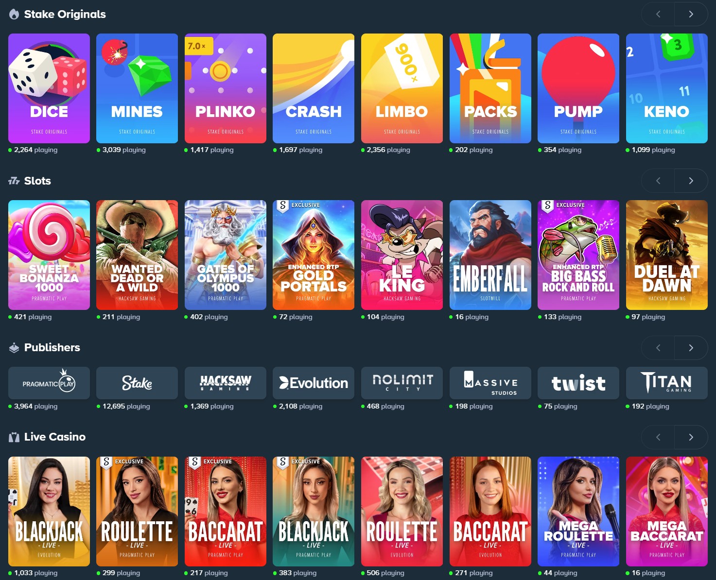 Stake game selection