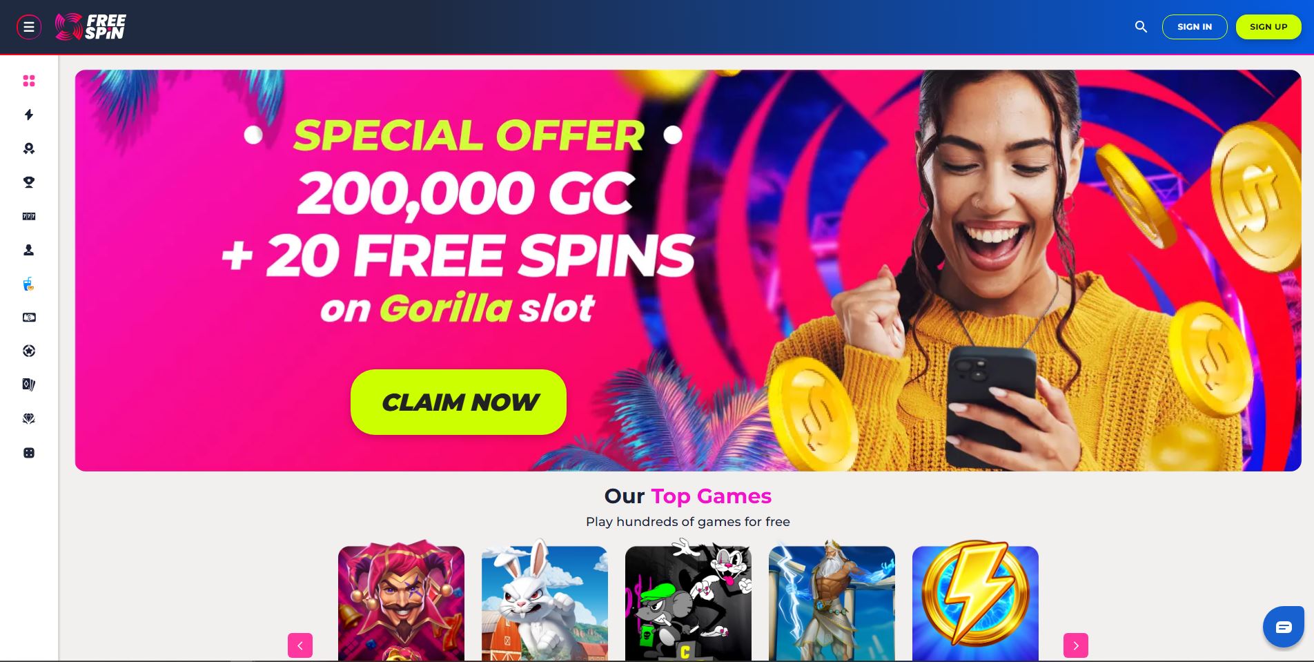 freespin user interface